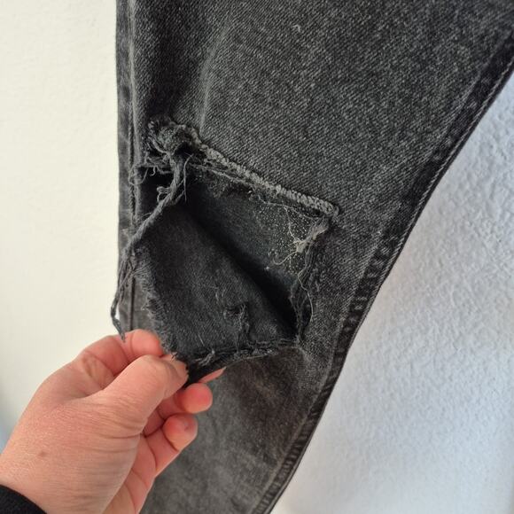 We The Free Jeans Womens 26 Black Distressed Mid Rise Button Fly Ladies Pants - Picture 11 of 16